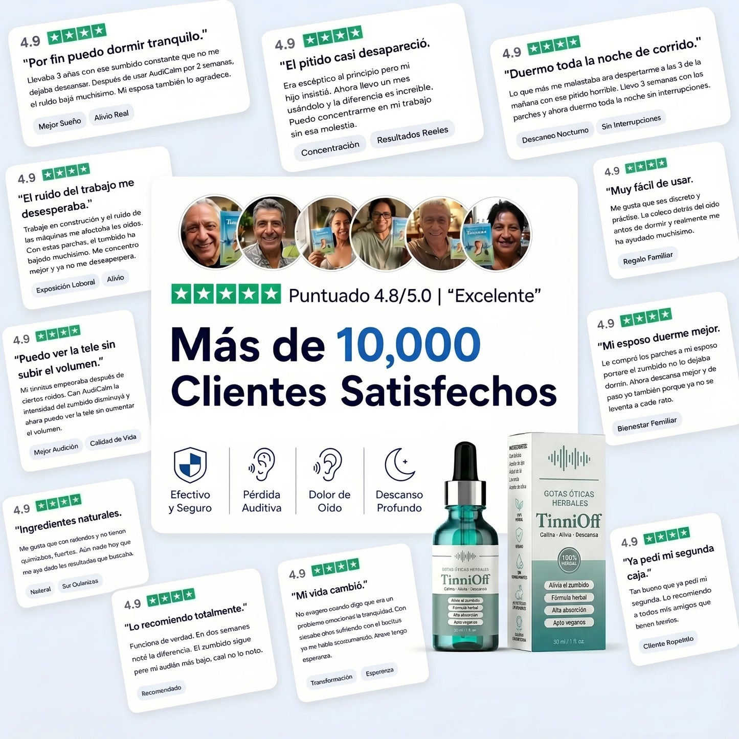 TinniOff – Alivia el Tinnitus y el Ruido Constante en tus Oídos · Gotas Óticas