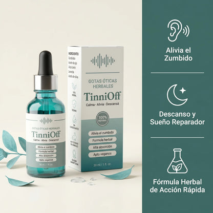 TinniOff – Alivia el Tinnitus y el Ruido Constante en tus Oídos · Gotas Óticas