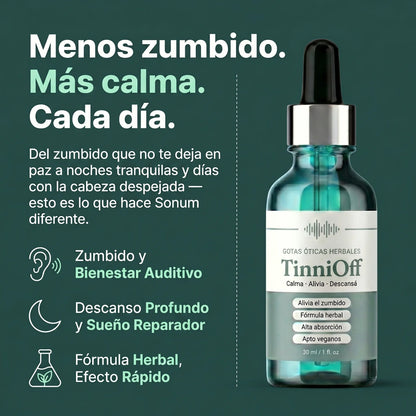 TinniOff – Alivia el Tinnitus y el Ruido Constante en tus Oídos · Gotas Óticas