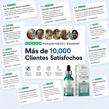 TinniOff – Alivia el Tinnitus y el Ruido Constante en tus Oídos · Gotas Óticas